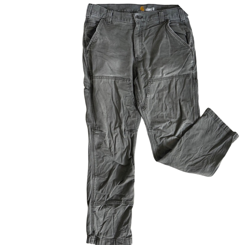 Carhartt Relaxed Fit Double Knee Work Pants Gray 34x30 Faded Canvas Utility *